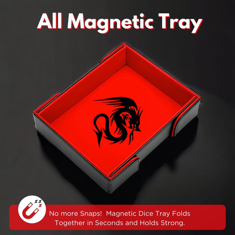 Luck Lab Folding Dice Tower and Dice Tray for RPG Table Top Gaming - Black/Red - Dragon Design - Image 3